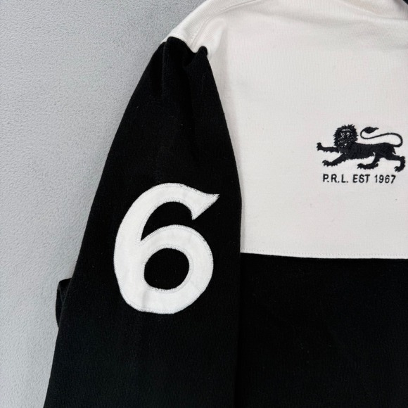Polo Ralph Lauren Rugby Shirt Crest Logo P.R.L 1967 Black White Men's Size XL - Picture 8 of 16